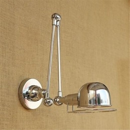 Lámpara empotrada moderna contemporánea de cromo estilo campestre con brazo oscilante y protección para los ojos. Lámpara empotrada con brazo oscilante para pared.