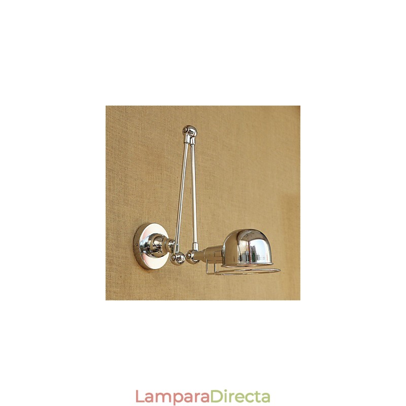 Lámpara empotrada moderna contemporánea de cromo estilo campestre con brazo oscilante y protección para los ojos. Lámpara empotrada con brazo oscilante para pared.