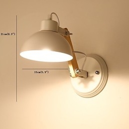 Aplique de pared vintage de madera Art Déco de metal rústico para sala de estar, comedor, pasillo, lámpara de pared negra y blanca opcional