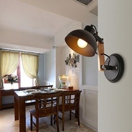 Aplique de pared vintage de madera Art Déco de metal rústico para sala de estar, comedor, pasillo, lámpara de pared negra y blanca opcional