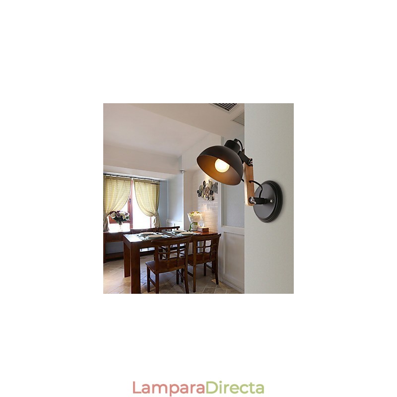 Aplique de pared vintage de madera Art Déco de metal rústico para sala de estar, comedor, pasillo, lámpara de pared negra y blanca opcional