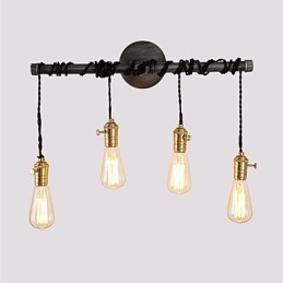 Lámparas de pared de tubo industriales vintage con interruptor, luces creativas para restaurante, cafetería, bar, decoración, iluminación con 4 luces, acabado pintado.