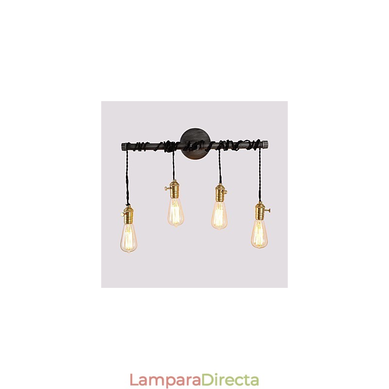 Lámparas de pared de tubo industriales vintage con interruptor, luces creativas para restaurante, cafetería, bar, decoración, iluminación con 4 luces, acabado pintado.