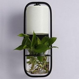 Lámpara de pared de cristal con maceta de hierro moderna y creativa