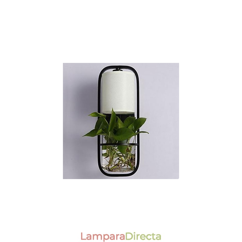 Lámpara de pared de cristal con maceta de hierro moderna y creativa