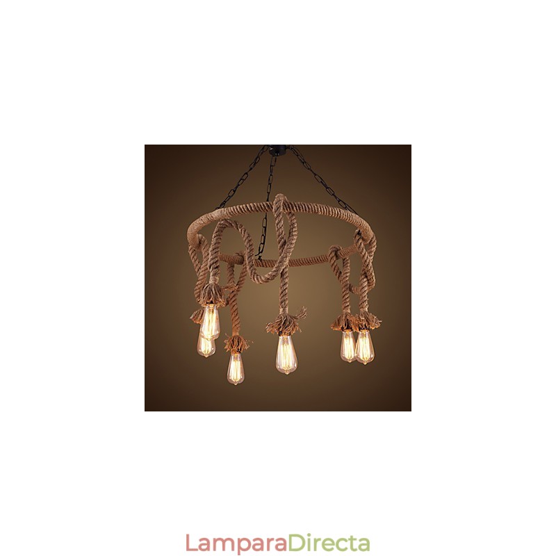 Lámpara de araña de cáñamo estilo country americano