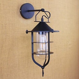 Apliques de pared con luz ambiental y protección ocular de estilo mini con pintura retro campestre
