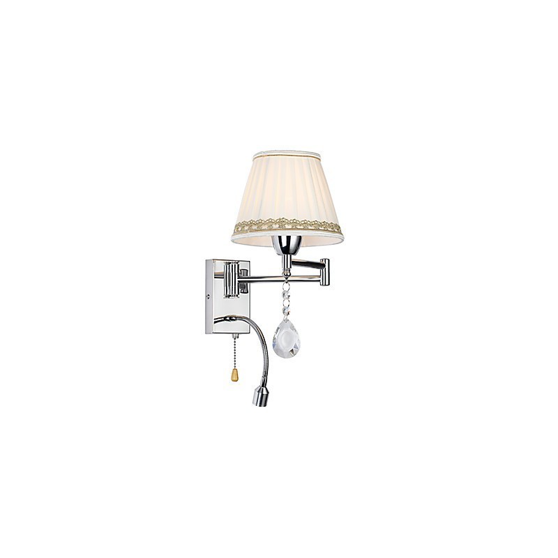 Lámpara de pared con brazo oscilante de cristal, moderna, contemporánea, rústica, estilo campestre, cromada