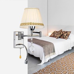 Lámpara de pared con brazo oscilante de cristal, moderna, contemporánea, rústica, estilo campestre, cromada