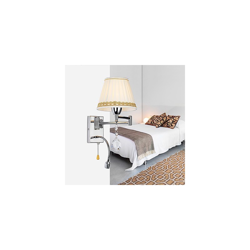 Lámpara de pared con brazo oscilante de cristal, moderna, contemporánea, rústica, estilo campestre, cromada