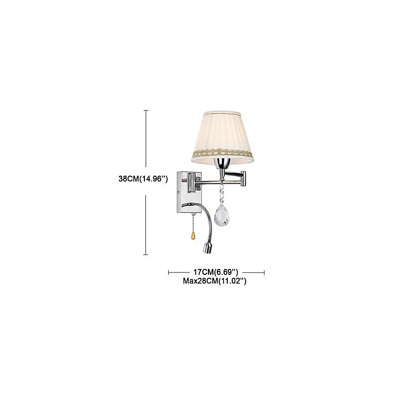 Lámpara de pared con brazo oscilante de cristal, moderna, contemporánea, rústica, estilo campestre, cromada