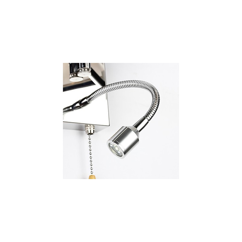 Lámpara de pared con brazo oscilante de cristal, moderna, contemporánea, rústica, estilo campestre, cromada