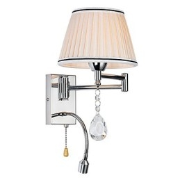 Lámpara de pared moderna contemporánea rústica estilo cabaña moderna contemporánea estilo campestre cromado con brazo oscilante de cristal