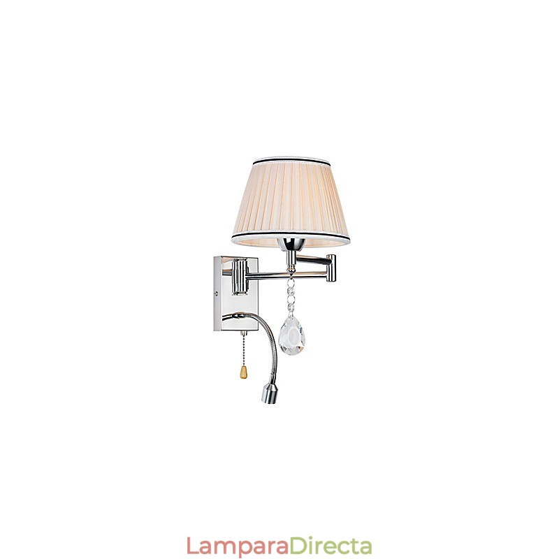 Lámpara de pared moderna contemporánea rústica estilo cabaña moderna contemporánea estilo campestre cromado con brazo oscilante de cristal