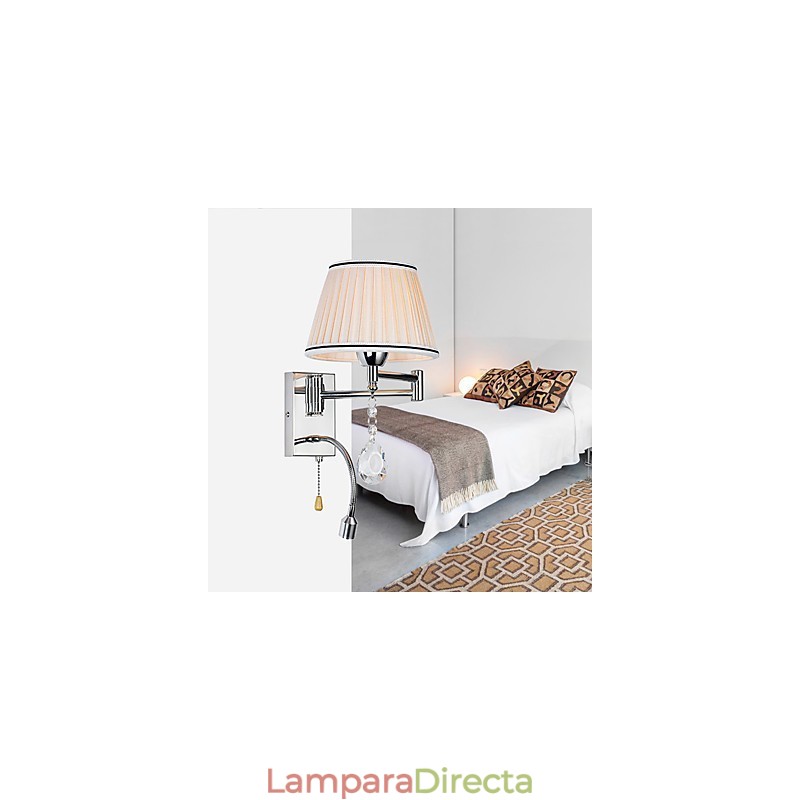 Lámpara de pared moderna contemporánea rústica estilo cabaña moderna contemporánea estilo campestre cromado con brazo oscilante de cristal
