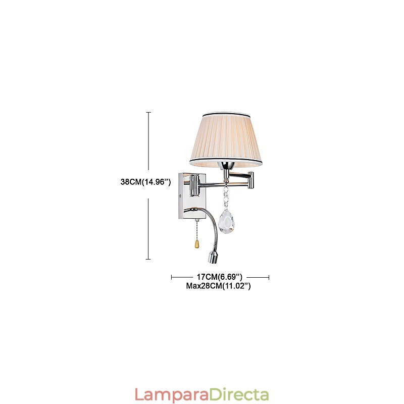Lámpara de pared moderna contemporánea rústica estilo cabaña moderna contemporánea estilo campestre cromado con brazo oscilante de cristal