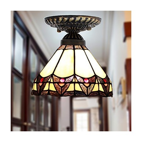 Lámpara de cúpula absorbente de vidrio emplomado de artes creativas rurales europeas Lámpara de cúpula absorbente de vidrio emplomado de artes creativas rurales europeas