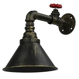 Aplique de pared industrial retro tipo loft para restaurante y bar, lámpara de pared de tubería de agua de metal