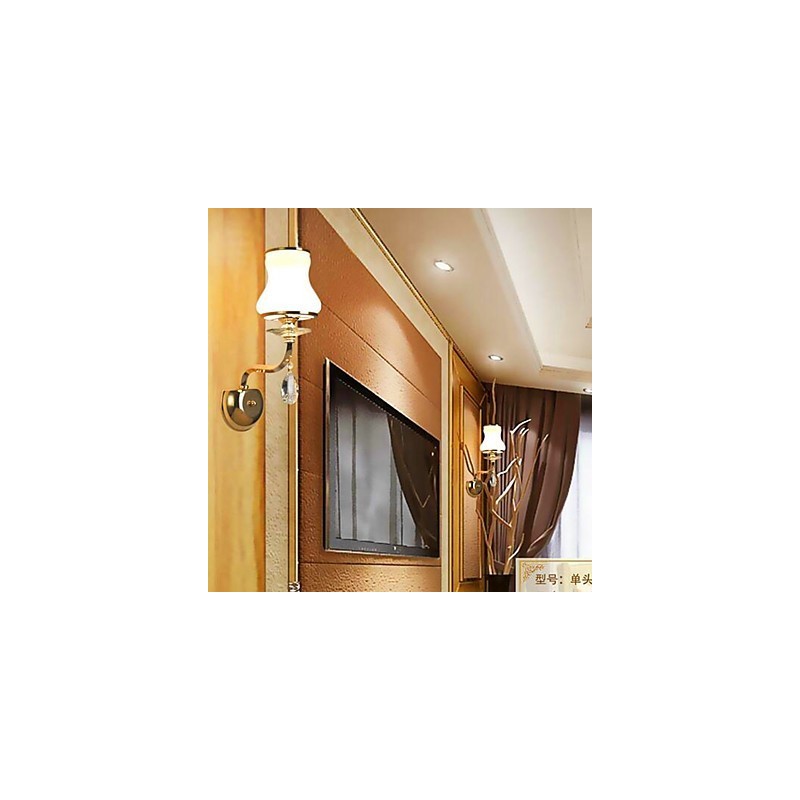 Lámpara de pared de luz ambiental moderna y contemporánea con acabado galvanizado, estilo mini de cristal, con protección ocular.