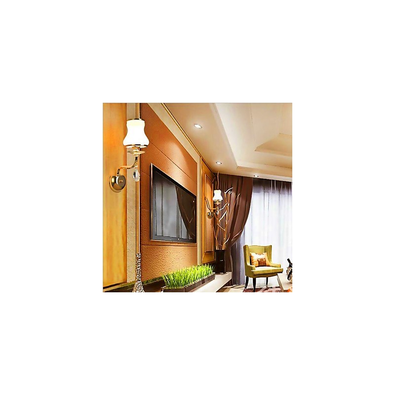 Lámpara de pared de luz ambiental moderna y contemporánea con acabado galvanizado, estilo mini de cristal, con protección ocular.
