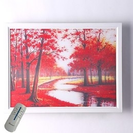 Pintura contemporánea moderna integrada para apliques de pared con luz ambiental.