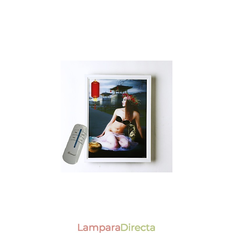 Pintura contemporánea moderna integrada para apliques de pared con luz ambiental.