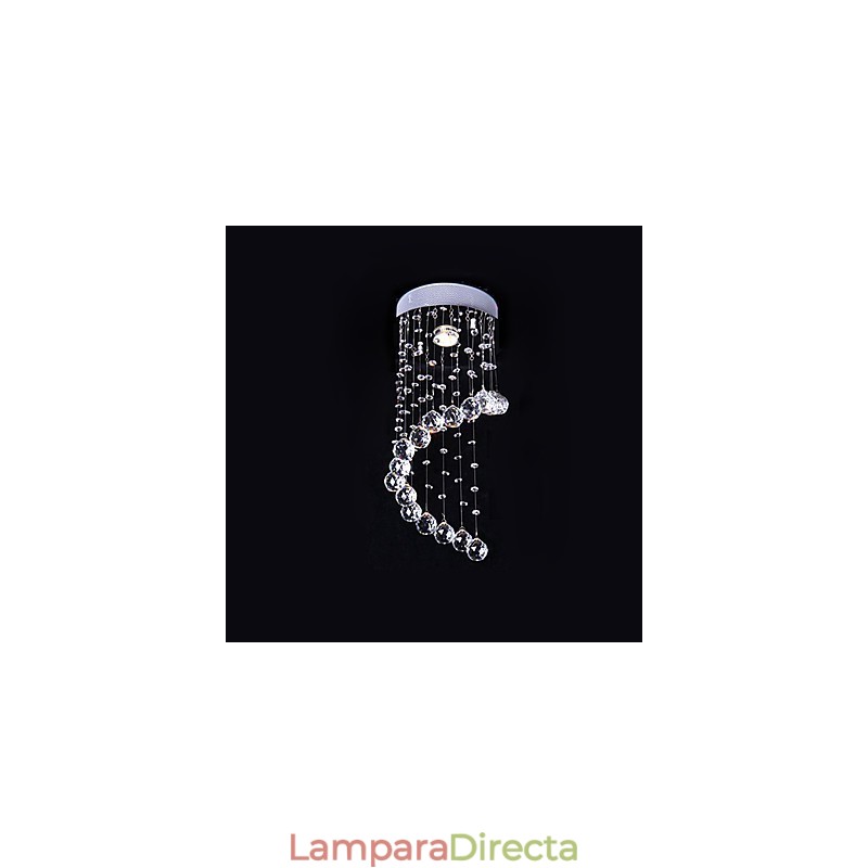 Lámpara de araña moderna contemporánea de metal galvanizado con cristal y montaje empotrado