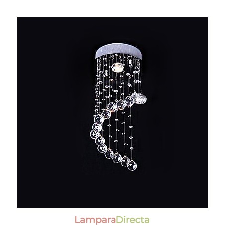 Lámpara de araña moderna contemporánea de metal galvanizado con cristal y montaje empotrado