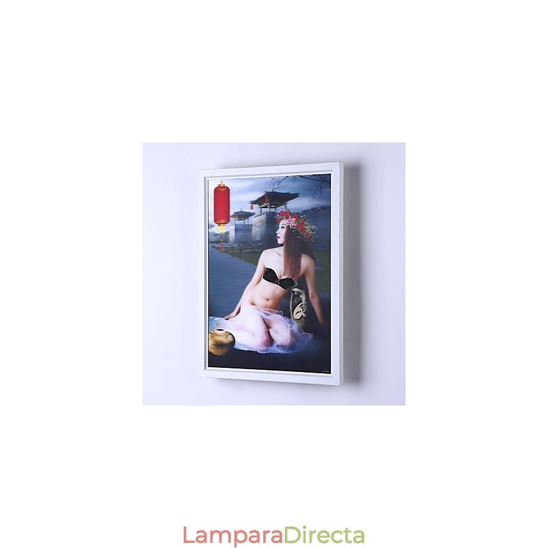 Pintura contemporánea moderna integrada para apliques de pared con luz ambiental.