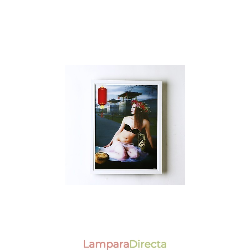 Pintura contemporánea moderna integrada para apliques de pared con luz ambiental.