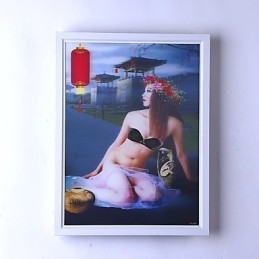 Pintura contemporánea moderna integrada para apliques de pared con luz ambiental.