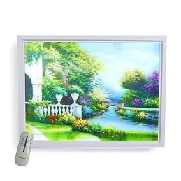 Pintura contemporánea moderna integrada para apliques de pared con luz ambiental.