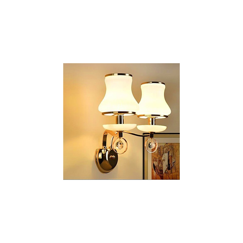 Lámpara de pared moderna y contemporánea con acabado galvanizado para protección ocular estilo mini de cristal.