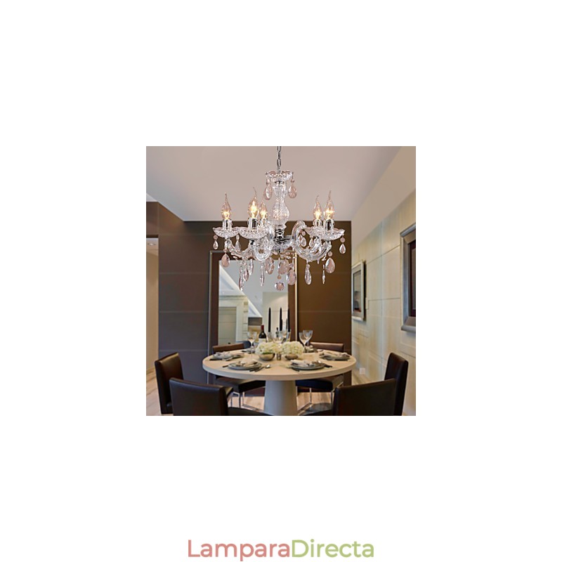 Lámpara de techo cromada Upligh, luz de vela, accesorio acrílico, lámpara colgante