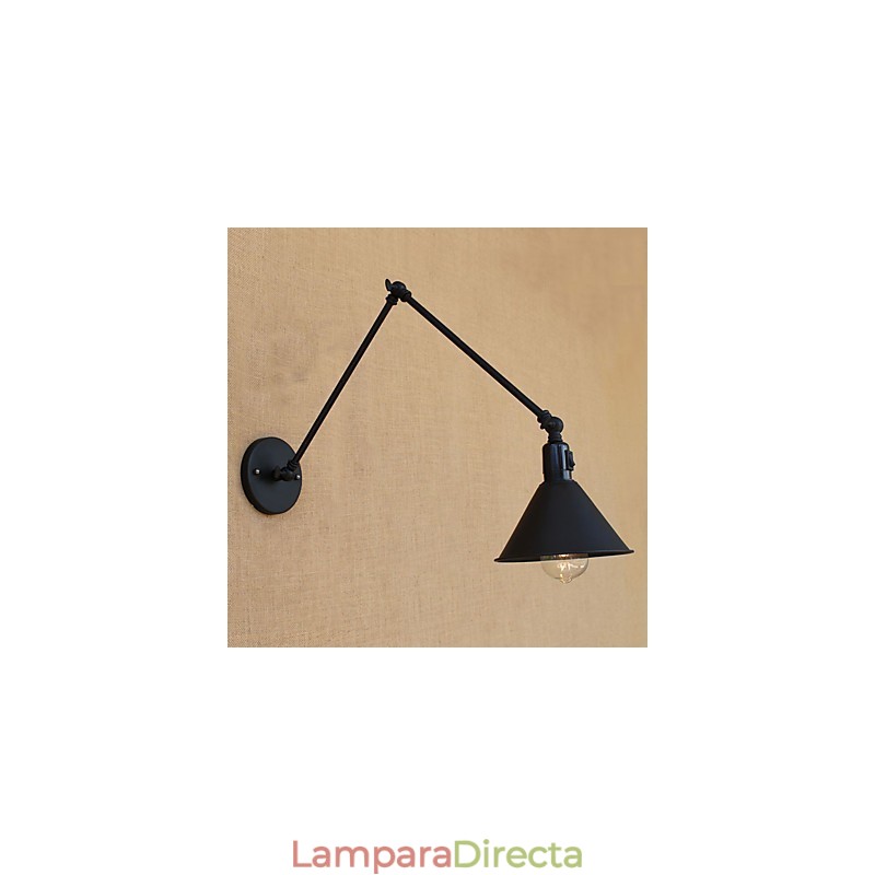 Lámpara de brazo oscilante estilo mini con protección ocular y luz descendente con pintura retro campestre