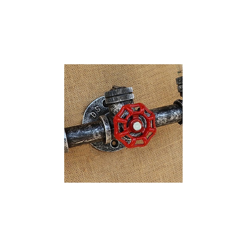 Lámpara de pared con interruptor de viento industrial retro, botella de agua, luz de pared azul