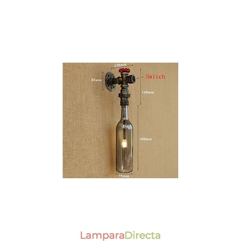 Lámpara de pared con forma de botella de agua en color gris ahumado