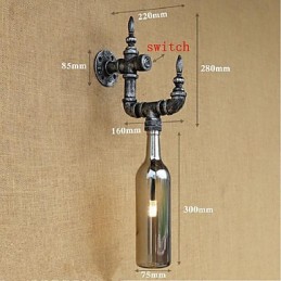 Lámpara de pared retro nostálgica con interruptor para cafetería, bar, restaurante, pasillo, pipa de agua, botella