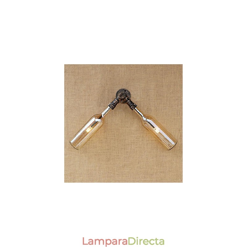 Lámpara de pared estilo retro americano con diseño de viento y botella de agua, estilo industrial creativo, color ámbar