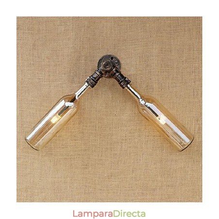 Lámpara de pared estilo retro americano con diseño de viento y botella de agua, estilo industrial creativo, color ámbar Lámpara de pared estilo retro americano con diseño de viento y botella de agua, estilo industrial creativo, color ámbar