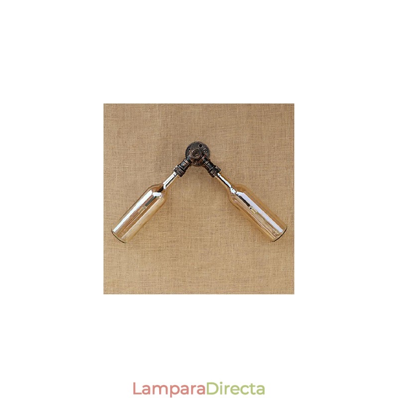 Lámpara de pared estilo retro americano con diseño de viento y botella de agua, estilo industrial creativo, color ámbar