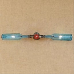 Lámpara de pared estilo retro americano con diseño de botella de agua y viento, estilo industrial creativo, color azul