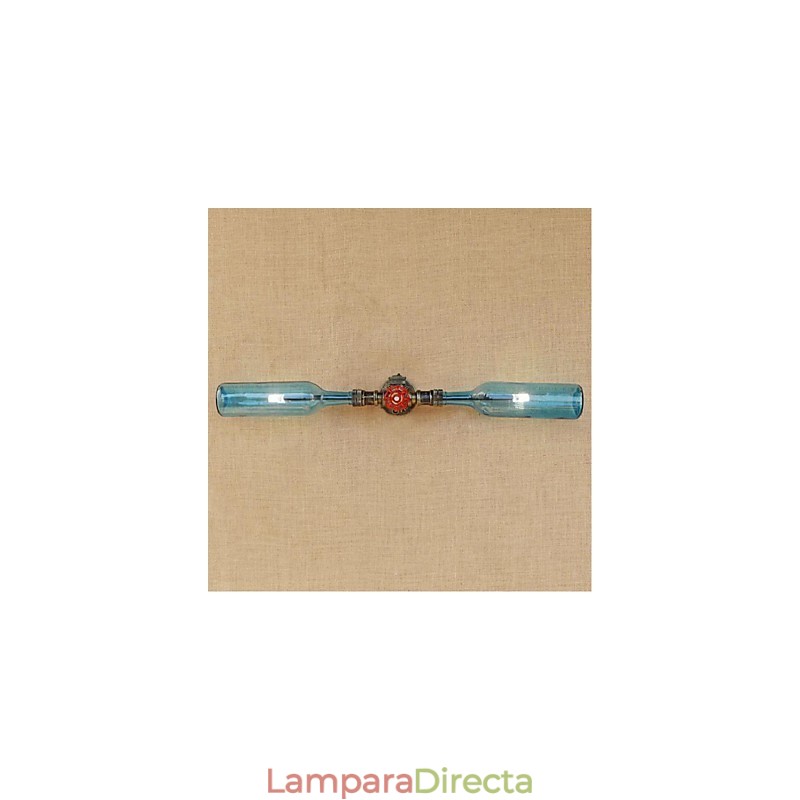 Lámpara de pared estilo retro americano con diseño de botella de agua y viento, estilo industrial creativo, color azul