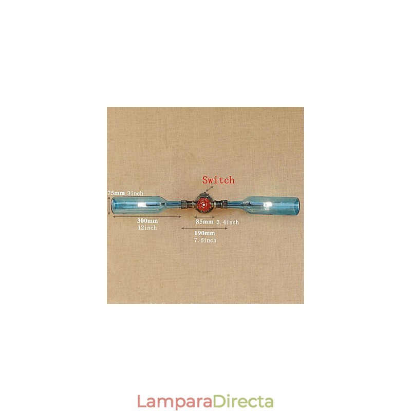 Lámpara de pared estilo retro americano con diseño de botella de agua y viento, estilo industrial creativo, color azul