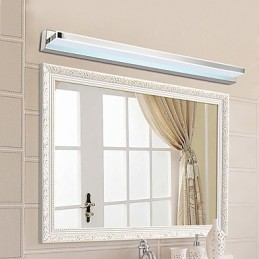 Lámpara de pared con iluminación ambiental para baño, moderna y contemporánea, galvanizada y con función integrada.