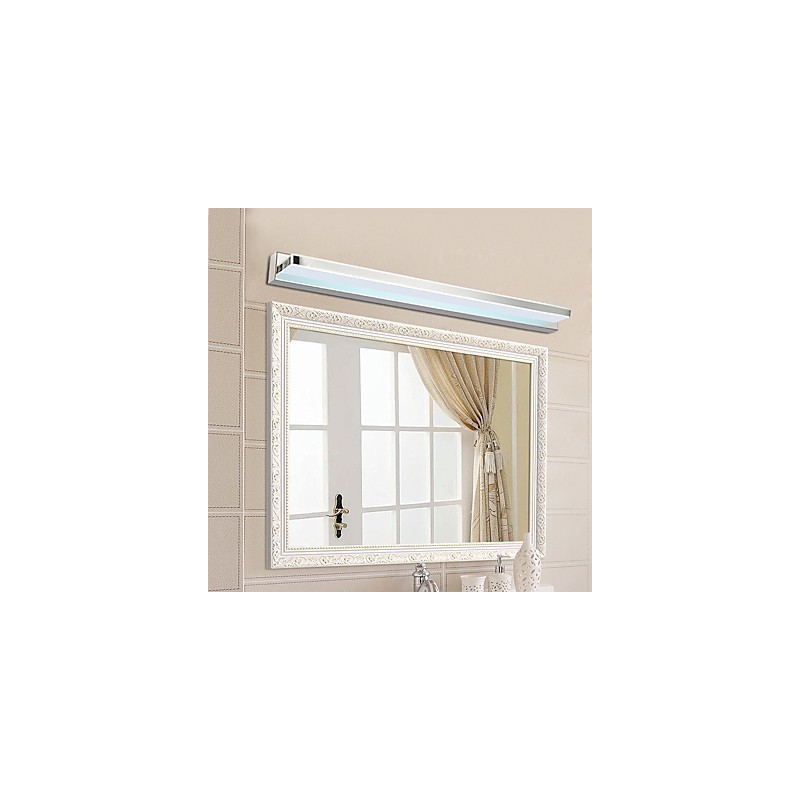 Lámpara de pared con iluminación ambiental para baño, moderna y contemporánea, galvanizada y con función integrada.