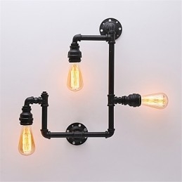 Lámparas de pared de tubo industriales vintage de 3 cabezas, luces creativas negras, iluminación decorativa para restaurantes, cafeterías y bares.
