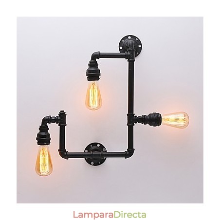 Lámparas de pared de tubo industriales vintage de 3 cabezas, luces creativas negras, iluminación decorativa para restaurantes, cafeterías y bares. Lámparas de pared de tubo industriales vintage de 3 cabezas, luces creativas negras, iluminación decorativa para restaurantes, cafeterías y bares.