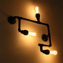 Lámparas de pared de tubo industriales vintage de 3 cabezas, luces creativas negras, iluminación decorativa para restaurantes, cafeterías y bares.