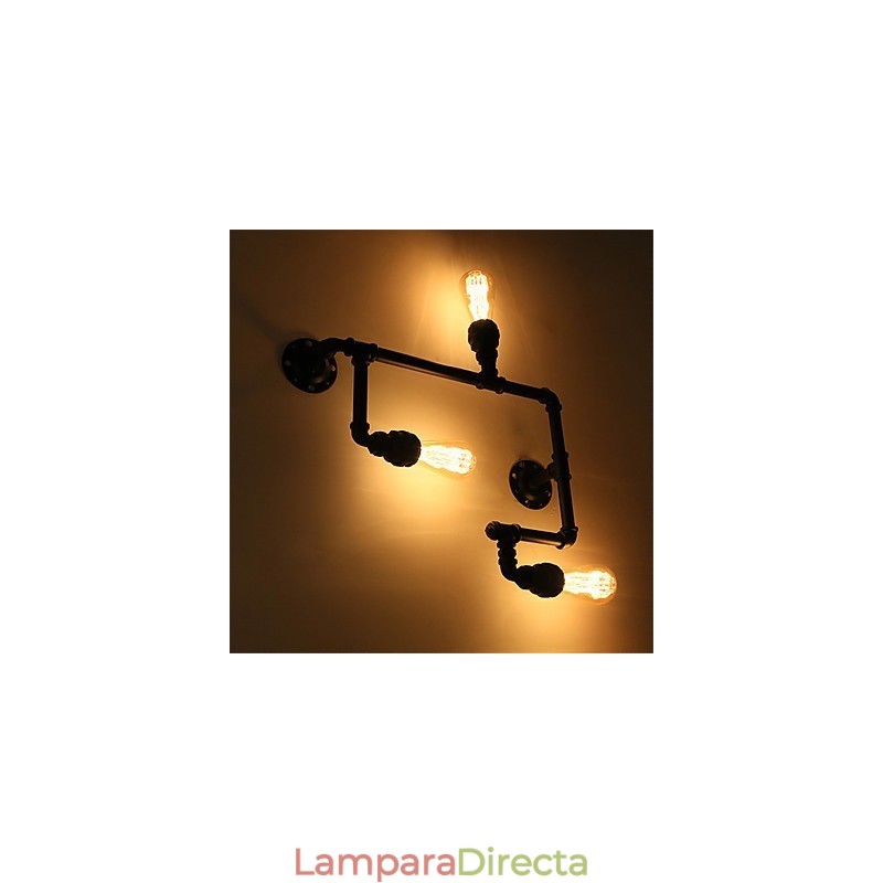 Lámparas de pared de tubo industriales vintage de 3 cabezas, luces creativas negras, iluminación decorativa para restaurantes, cafeterías y bares.